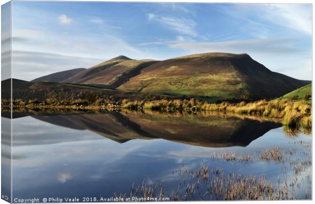 Tewet Tarn Reflection, Lake District. Canvas Print by Philip Veale