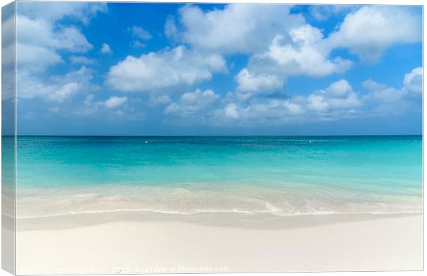 Scenic view of the Eagle Beach in Aruba. Canvas Print by Marco Bicci