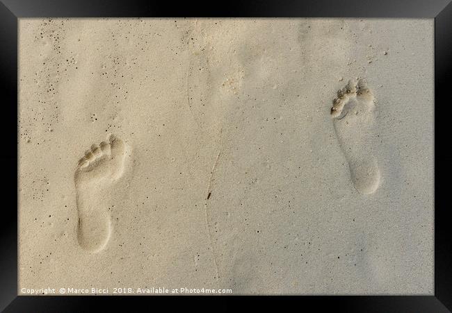 Footprints in the sand Framed Print by Marco Bicci