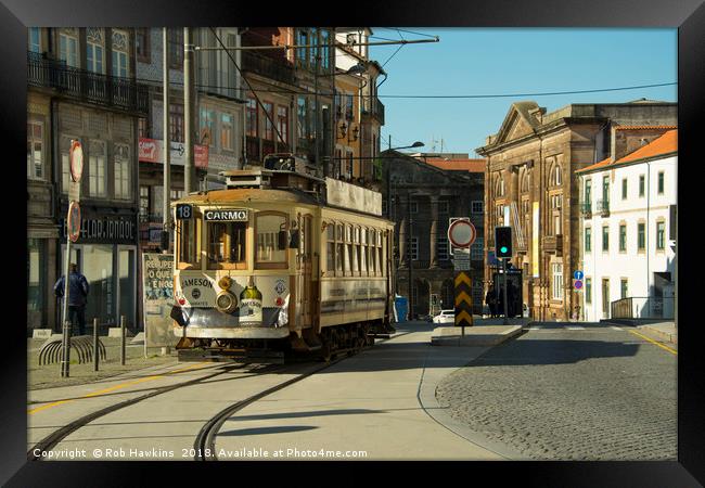 Porto Streetcar Framed Print by Rob Hawkins