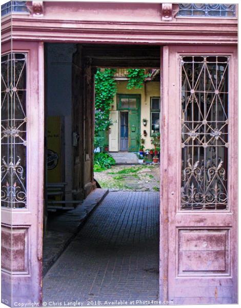 Portal and Courtyard - Layers of entry - Sibiu Rom Canvas Print by Chris Langley
