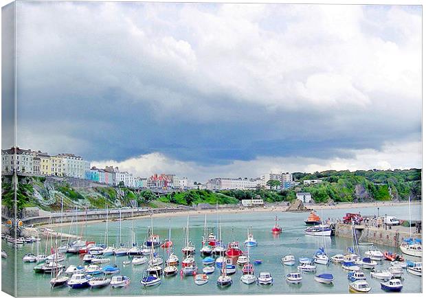 Tenby Harbour Boats. Canvas Print by paulette hurley