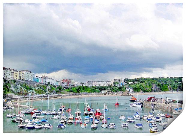 Tenby Harbour Boats. Print by paulette hurley