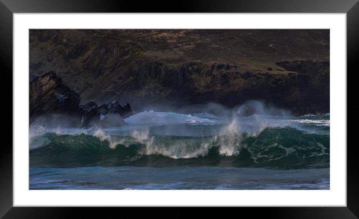 Wave at Clogher Framed Mounted Print by barbara walsh