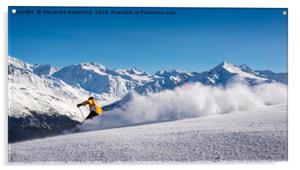 Downhill Skiing Acrylic by Alexandre Rotenberg