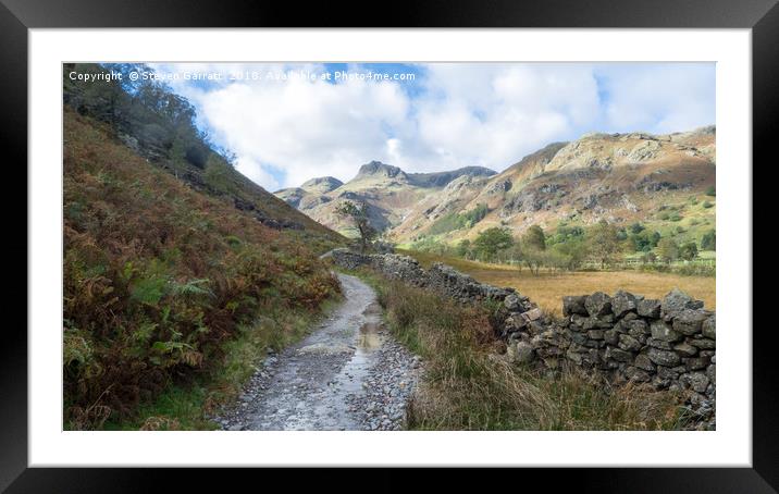 Langdale Pikes from the Cumbrian Way, Lake Distric Framed Mounted Print by Steven Garratt