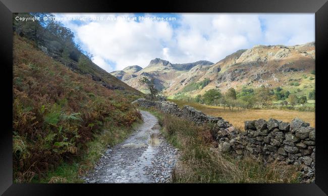 Langdale Pikes from the Cumbrian Way, Lake Distric Framed Print by Steven Garratt