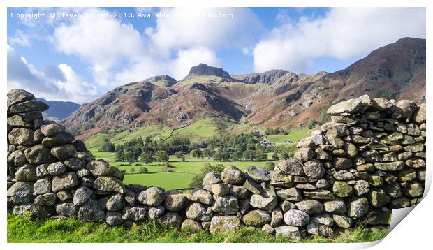 The Langdale Pikes and Stickle Ghyll, Lake Distric Print by Steven Garratt