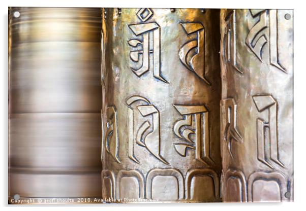 Buddhist Prayer Wheels Acrylic by geoff shoults