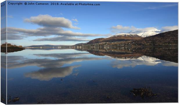 Ben Nevis, Fort William and Loch Linnhe. Canvas Print by John Cameron