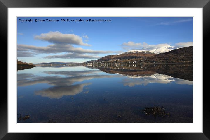 Ben Nevis, Fort William and Loch Linnhe. Framed Mounted Print by John Cameron