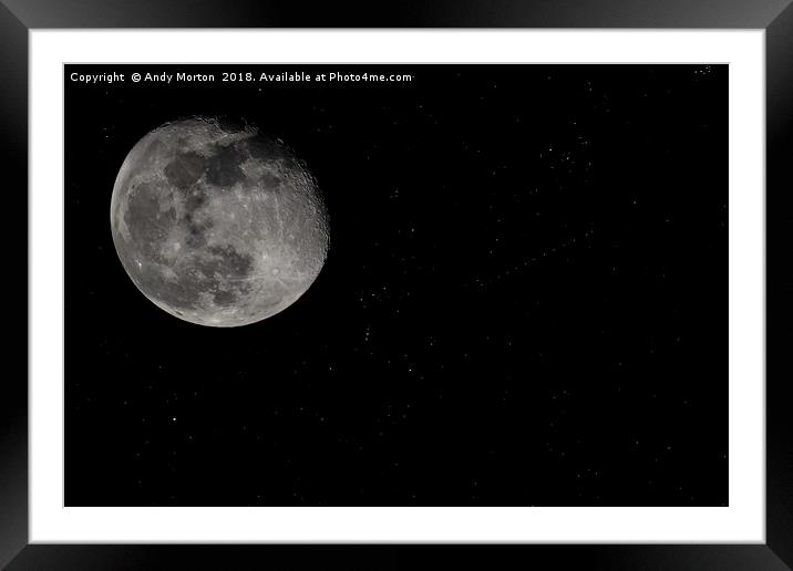 The Moon & Stars At Night Framed Mounted Print by Andy Morton
