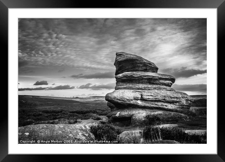 Over Owler Tor in Monchrome Framed Mounted Print by Angie Morton