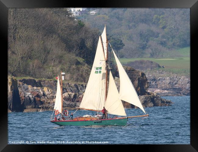 Moosk sailing from Fishcombe Cove, Brixham Framed Print by Tom Wade-West