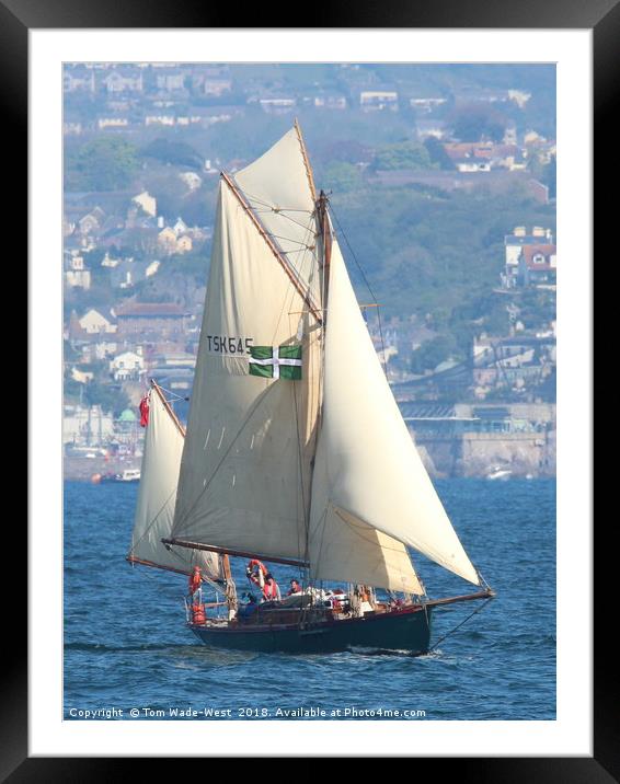 Moosk sailing past Torquay Framed Mounted Print by Tom Wade-West