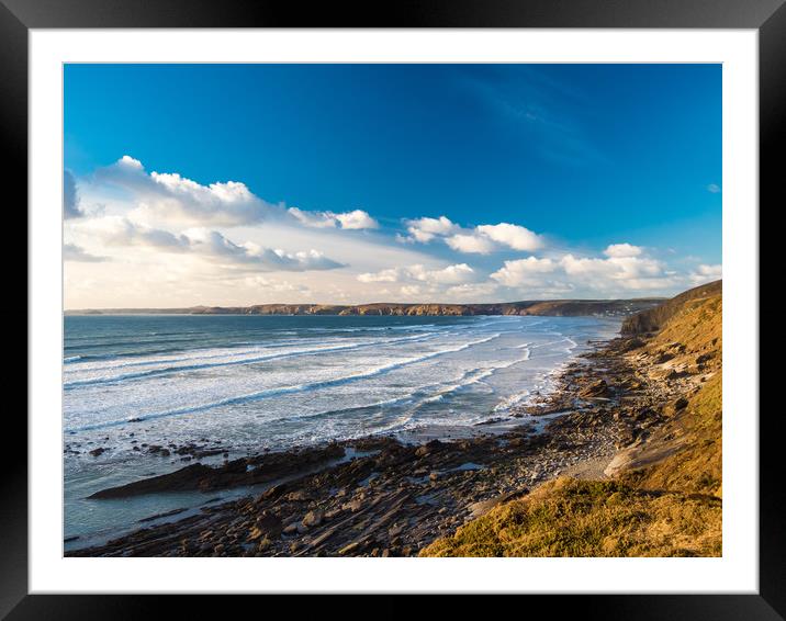 Newgale Beach at High Tide. Framed Mounted Print by Colin Allen