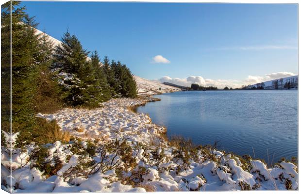The Beacons Reservoir in Winter  Canvas Print by Jackie Davies