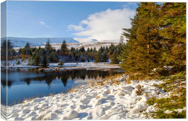 Brecon Beacons Reservoir  Canvas Print by Jackie Davies