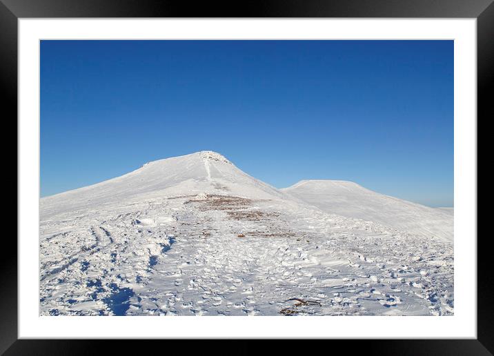 Corn Du and Pen y Fan snowscape Framed Mounted Print by Jackie Davies
