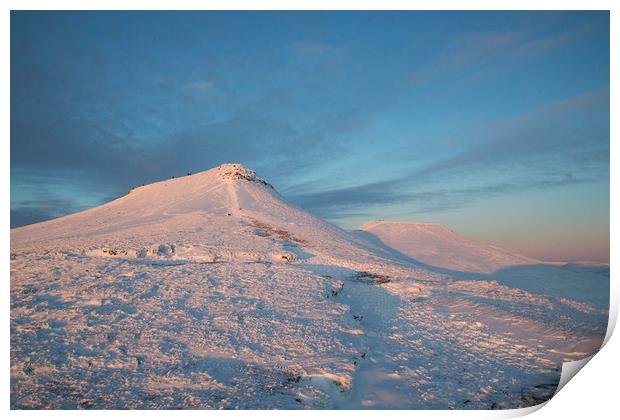 Pen y Fan and Corn Du Sunset Print by Jackie Davies