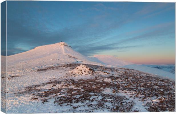 Pen y Fan and Corn Du Sunset  Canvas Print by Jackie Davies