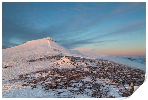 Pen y Fan and Corn Du Sunset  Print by Jackie Davies