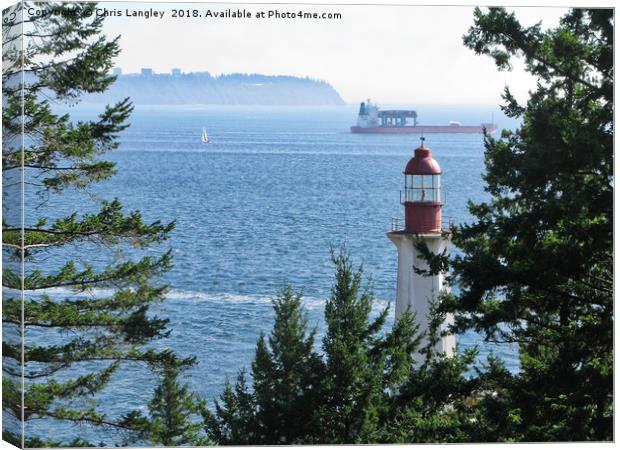 Point Atkinson to Point Grey, exiting Vancouver.  Canvas Print by Chris Langley