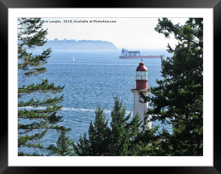 Point Atkinson to Point Grey, exiting Vancouver.  Framed Mounted Print by Chris Langley