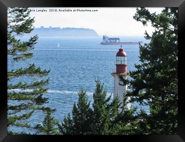 Point Atkinson to Point Grey, exiting Vancouver.  Framed Print by Chris Langley