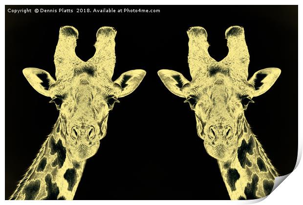 Giraffe Twins Gold Print by Dennis Platts