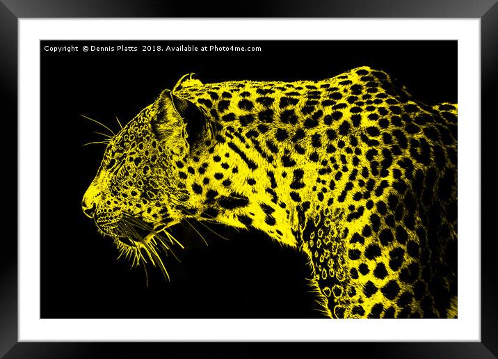 Golden Leopard Framed Mounted Print by Dennis Platts