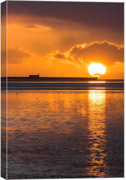 Morecambe Sunset - Resting on the pier Canvas Print by Keith Douglas