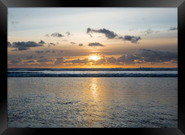 Sunset on Newgale Beach. Framed Print by Colin Allen