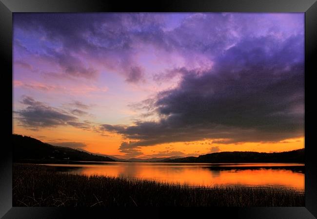 Sunset over Bala Lake Framed Print by steven clifton