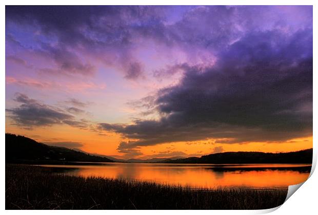 Sunset over Bala Lake Print by steven clifton