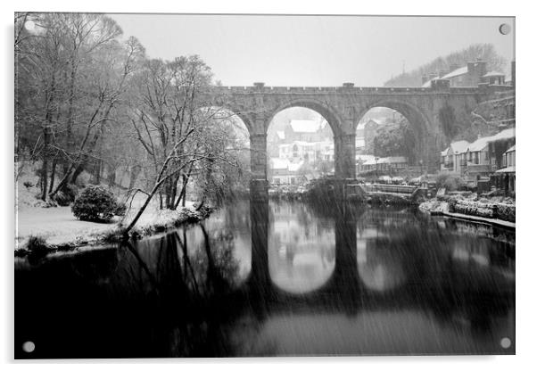 Knaresborough Viaduct with snow Acrylic by mike morley