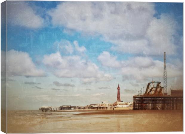 Blackpool Piers.   Canvas Print by Victor Burnside