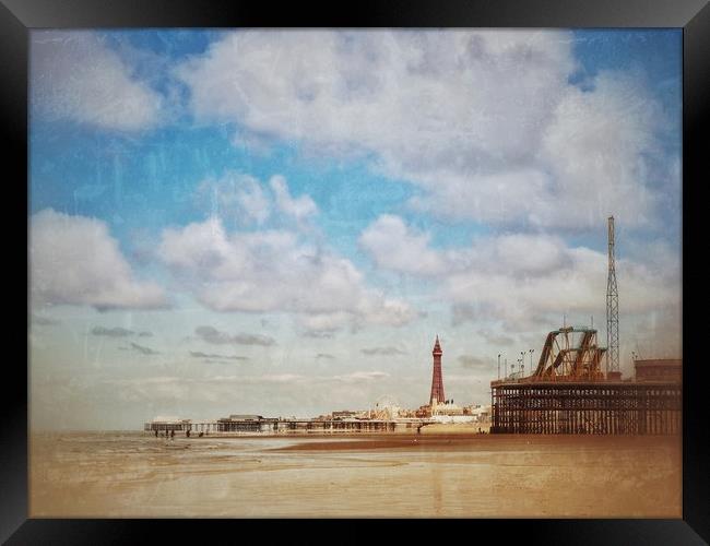 Blackpool Piers.   Framed Print by Victor Burnside
