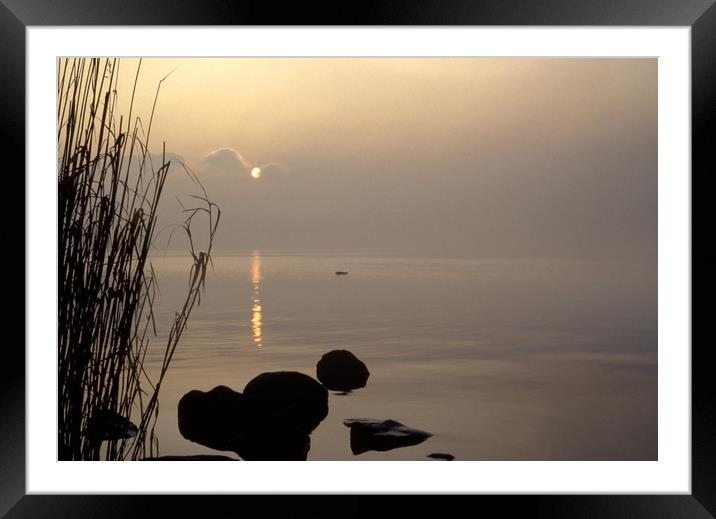 Misty Windermere sunset, Cumbria. Framed Mounted Print by Maggie McCall