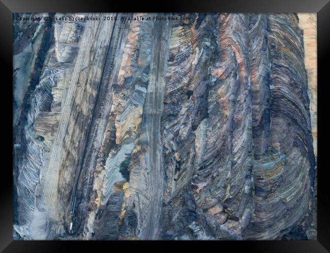 Aerial view of open-cast coal mine Framed Print by Łukasz Szczepański