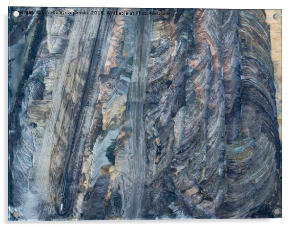 Aerial view of open-cast coal mine Acrylic by Łukasz Szczepański
