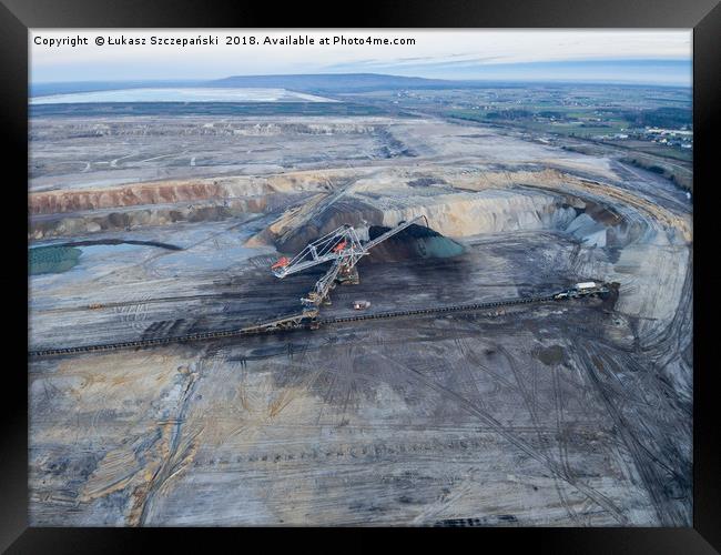 Aerial view of open-cast coal mine Framed Print by Łukasz Szczepański