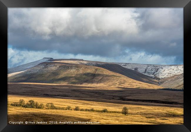 The Central Brecon Beacons Landscape Powys  Framed Print by Nick Jenkins