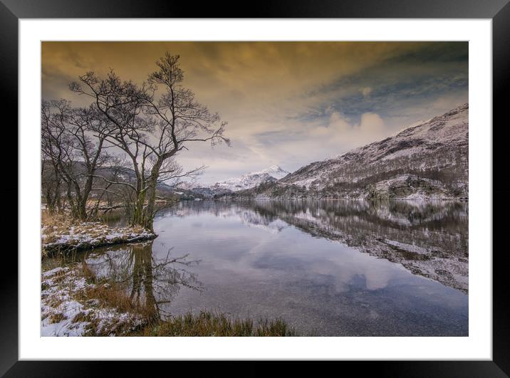 Winter at Llyn Gwynant, Snowdonia Framed Mounted Print by Clive Ashton