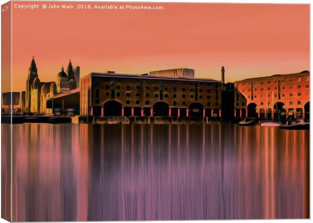 Royal Albert Dock And the 3 Graces (Digital Art) Canvas Print by John Wain