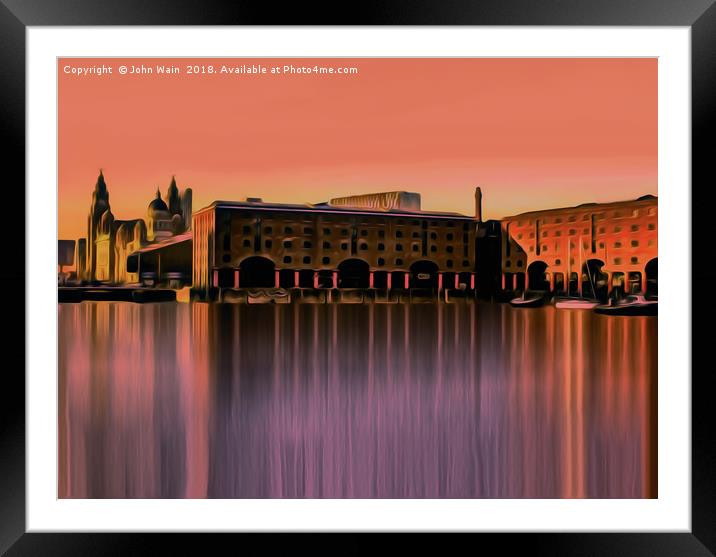 Royal Albert Dock And the 3 Graces (Digital Art) Framed Mounted Print by John Wain