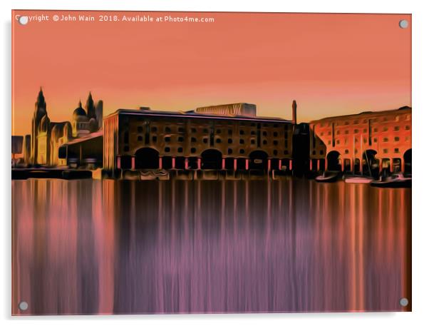 Royal Albert Dock And the 3 Graces (Digital Art) Acrylic by John Wain
