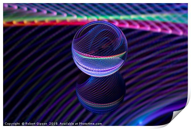 Abstract art Checkered lines in the glass ball Print by Robert Gipson