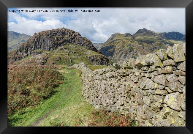 Stone Wall leading to Side Pike Framed Print by Gary Kenyon