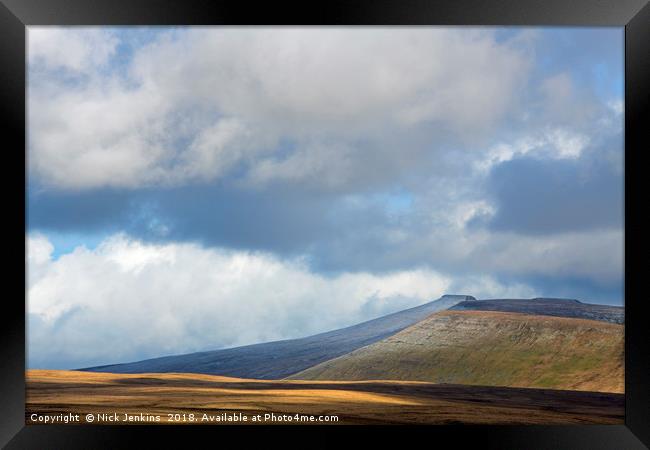 The Central Brecon Beacons on a Winter Day  Framed Print by Nick Jenkins